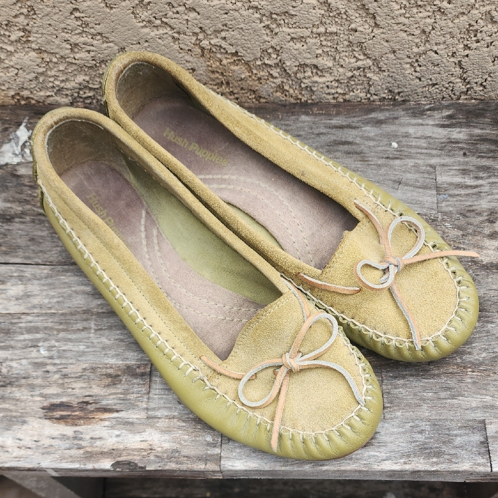Hush Puppies Moccasins Olive Size 6.5